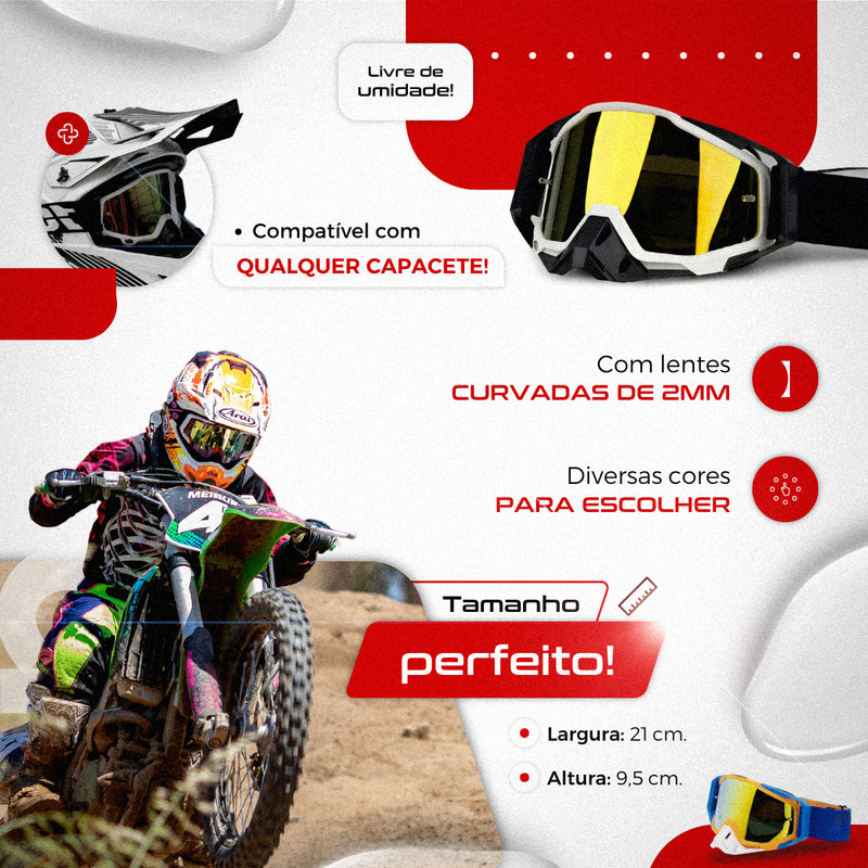 Óculos Motocross 100 Trilha Ciclismo Lente Espelhada/incolor